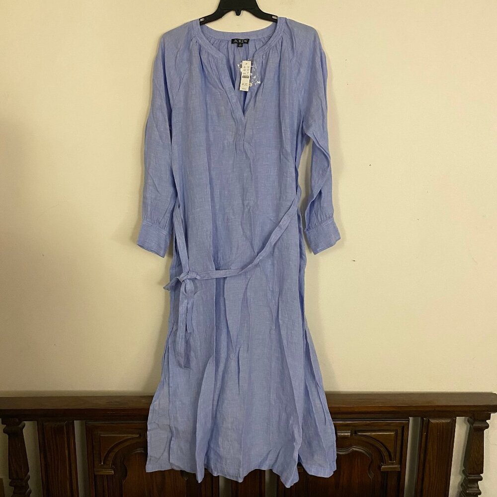 J. Crew Light Blue Linen Maxi Shirt Dress - Picture 10 of 15